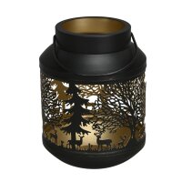 Windlicht Wald aus Metall H:22 cm mit Hänger -...