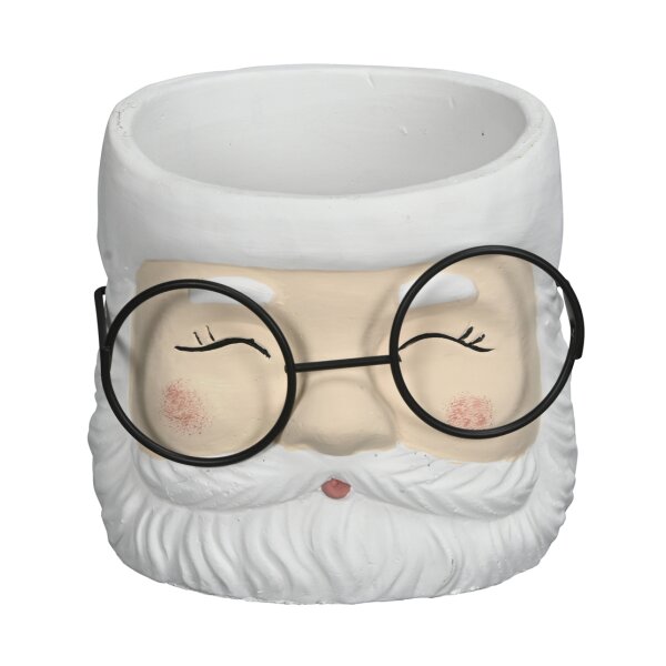 Deko Zement Blumentopf Weihnachtsmann mit Brille H:10 cm  - Pflanztopf Weihnachten, Nikolaus Kübel, Übertopf, Pflanzgefäß, Dekoration Advent