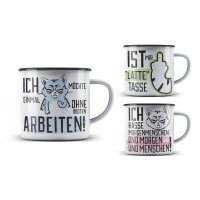 Metall Becher Tasse Miesekatze (3er Set) 350 ml -...