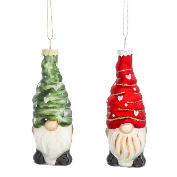 Baumschmuck Wichtel (2er Set) grün, rot - Baumdeko, Weihnachtsdeko, Christbaumkugel, Weihnachten