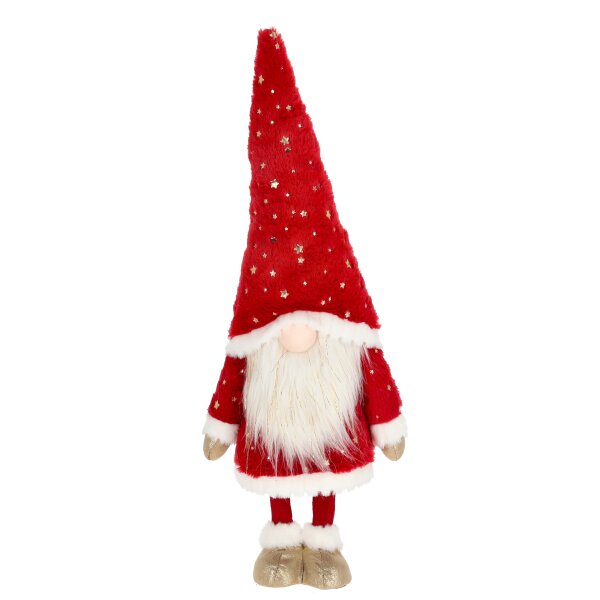 Großer Wackelwichtel Santa mit Sternmütze H: 60 cm rot-weiss - Wichtel wackelnd, Weihnachts Deko, Weihnachtswichtel, Zwerg, Winterdeko