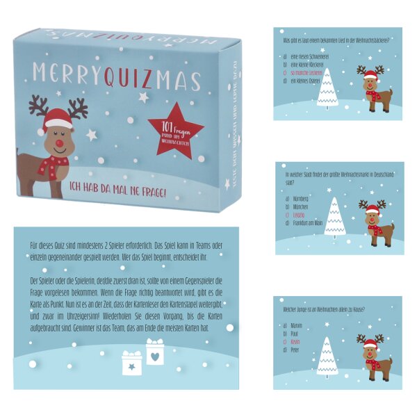 Weihnachtsquiz "Merryquizmas" - 101 Fragen rund um Weihnachten - Unterhaltung, Weihnachtsspiel, Wichtelgeschenk, Quiz