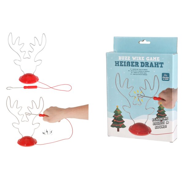 Partyspiel Weihnachten "Heißer Draht Rentier" mit Blitzlicht und Sound - Spielspaß, Unterhaltung, Weihnachtsspiel, Wichtelgeschenk, Party Winter