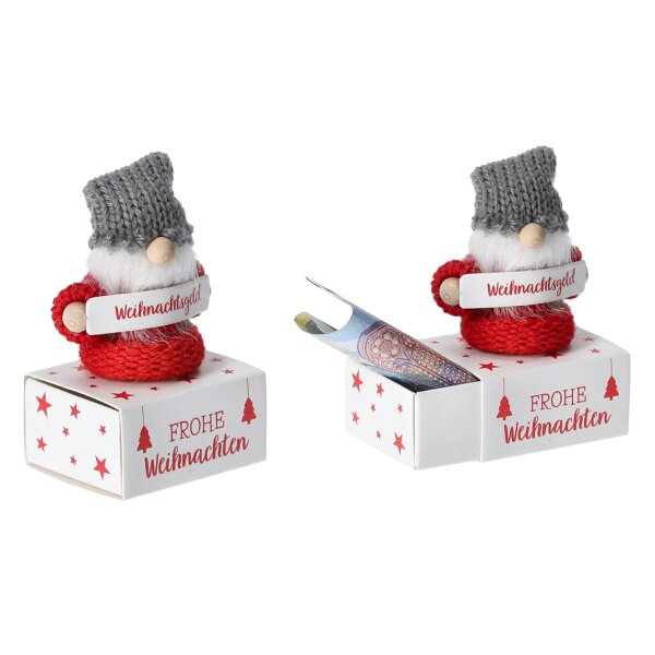 Wichtel mit Geldgeschenk Box (2er Set) für Weihnachtsgeld und kleine Überraschungen - Weihnachten, Nikolausgeschenk, Geldschein, Wichtelgeschenk