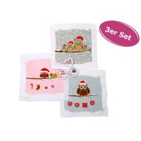 3er Set Magisches Handtuch - Weihnachts Eulen Motiv -...