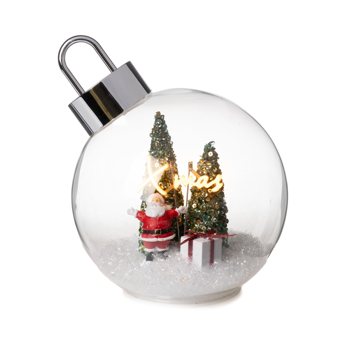LED Glaskugel Weihnachtskugel X-MAS mit Weihnachtsmann D:14 cm zum St, 19,99 €