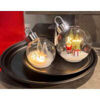 LED Glaskugel Weihnachtskugel X-MAS mit Stern D:11 cm zum Stellen - Adventsdeko, Weihnachtsstern, Weihnachtsdekoration, Weihnachten, Advent