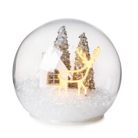 LED Glaskugel Leuchtender Hirsch mit Haus D:11 cm zum...