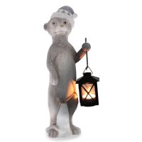 Deko 3D Gartenfigur Erdmännchen mit Mütze und...
