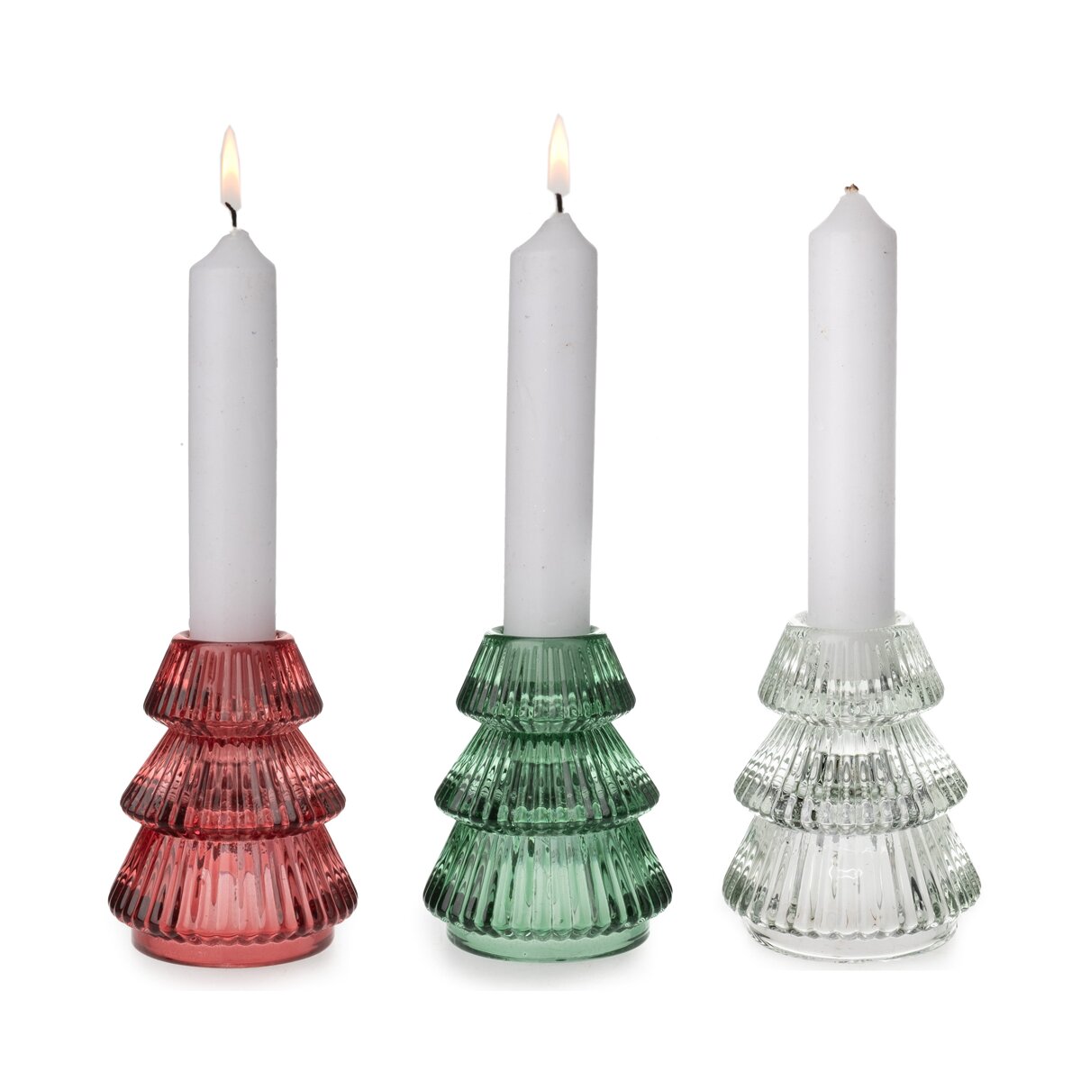 Kerzenständer Kerzenhalter Tannenbaum für Stabkerzen H:8 cm aus Glas , 3,99 €