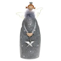 Deko Engel mit LED Flügeln grau, silber (H: 25 cm)...
