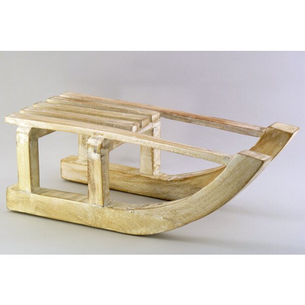 Deko Schlitten aus Mango Holz 44x15x20 cm natur - Nostalgie Schlitten, Winterdeko, Deko Skihütte, Weihnachtsdeko, Winter Dekoration