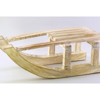Deko Schlitten aus Mango Holz 44x15x20 cm natur - Nostalgie Schlitten, Winterdeko, Deko Skihütte, Weihnachtsdeko, Winter Dekoration
