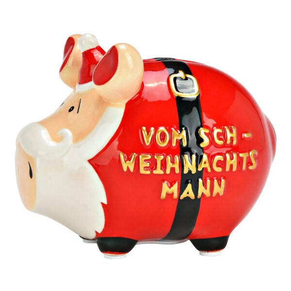 KCG Sparschwein "Vom Sch-Weihnachtsmann" aus Keramik - Spardose Weihnachten, Sparbüchse Geldgeschenk, Geldbüchse, Weihnachtsgeld
