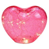 Dekoleuchte Herz Glas Rosa, *B-WARE* Herz Lampe mit LED...
