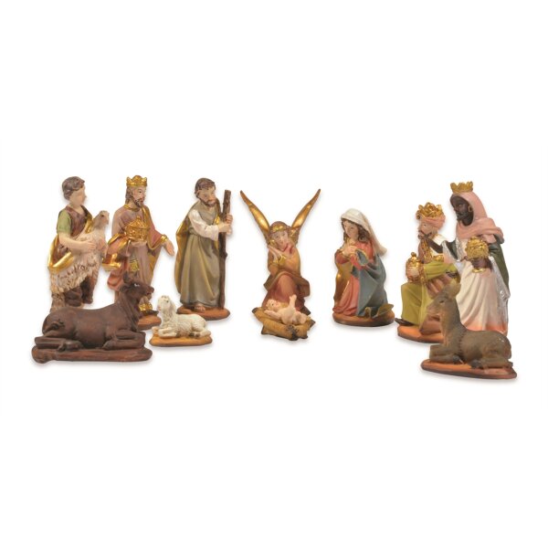 Krippenfiguren Set (11-teilig) 3-7 cm für die Weihnachtskrippe aus Polyresin - Weihnachtsdeko, Winterdeko, Deko Weihnachten, Advent Dekoration