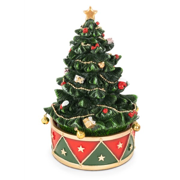 Mechanische Spieluhr Weihnachtsbaum mit Musik H: 18 cm - Weihnachtsdeko, Spieldose Tannenbaum, Tischdeko, Winterdeko, Deko Weihnachten, Advent Dekoration
