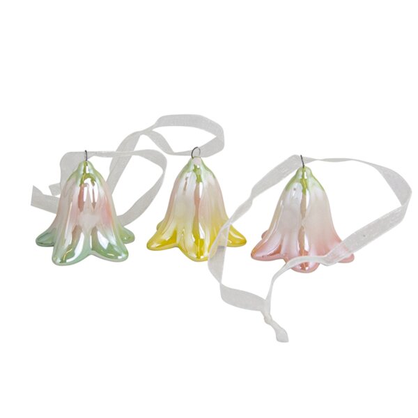 Hängedeko Blüten (3er Set) D:5 cm aus Dolomit - Blüte zum Hängen, Deko Blume, Türdeko, Dekoration Frühling