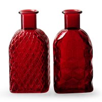 2er Set Glasflaschen "R&B" quadratisch rot...