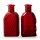 2er Set Glasflaschen "R&B" quadratisch rot H:13,5 cm - kleine Vase, Blumenvase, Tischdekoration, Glasvasen, Landhaus, Hochzeit, Geburtstag