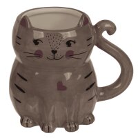 Tasse Becher Katze, braun 13x11 cm aus Steingut - Kaffee...
