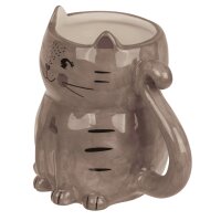 Tasse Becher Katze, braun 13x11 cm aus Steingut - Kaffee...