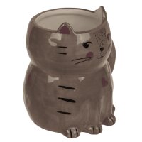 Tasse Becher Katze, braun 13x11 cm aus Steingut - Kaffee Tassen, Kaffeebecher, Kaffeetasse, Teetasse, Katzen