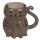 Tasse Becher Katze, braun 13x11 cm aus Steingut - Kaffee Tassen, Kaffeebecher, Kaffeetasse, Teetasse, Katzen
