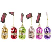 Baumschmuck Wolle Strickzeug (6er Set) rot, gold, lila,...