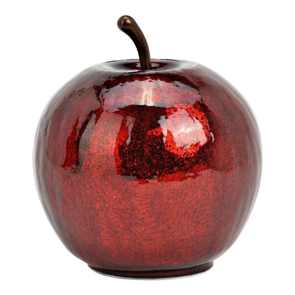 Dekoleuchte Apfel (S) Glas, Metallic Rot, Apfel Lampe mit 20 LED - Lichterkette, Dekolampe, Tischleuchte, Apfellampe
