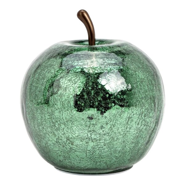 Dekoleuchte Apfel (S) Glas, Metallic Grün, Apfel Lampe mit 20 LED - Lichterkette, Dekolampe, Tischleuchte, Apfellampe
