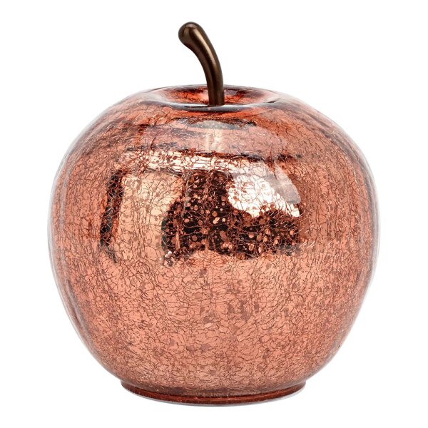 Dekoleuchte Apfel (S) Glas, Metallic Pink, Apfel Lampe mit 20 LED - Lichterkette, Dekolampe, Tischleuchte, Apfellampe
