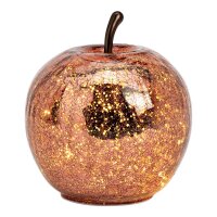 Dekoleuchte Apfel (S) Glas, Metallic Pink, Apfel Lampe mit 20 LED - Lichterkette, Dekolampe, Tischleuchte, Apfellampe