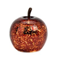 Dekoleuchte Apfel (XS) Glas, Metallic Rot, Apfel Lampe mit 10 LED - Lichterkette, Dekolampe, Tischleuchte, Apfellampe