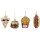 Baumschmuck Fast Food (4er Set) - Pommes, Hot Dog, Hamburger, Pizza - Baumdeko Essen, Hängedeko, Weihnachtsdeko, Christbaumkugel, Weihnachten