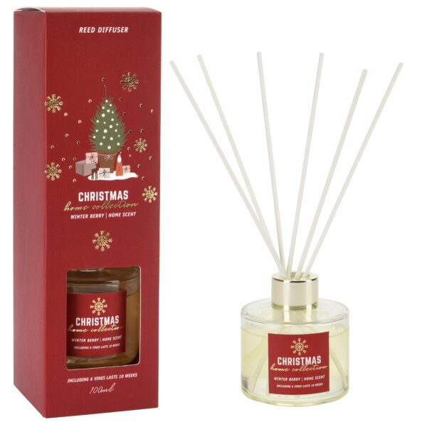 Raumduft Diffuser Christmas Home Collection WINTER BERRY 100 ml  - Lufterfrischer Weihnachten, Duftstäbchen, Raum Duft Weihnachtszeit, Verdunster