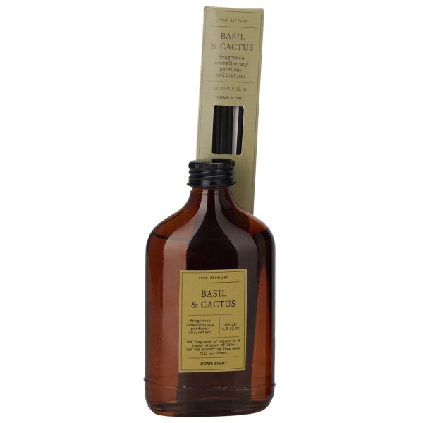Raumduft Diffuser Parfüm Duft Kollektion BASIL & CACTUS 200 ml  - Aromatherapie, Lufterfrischer, Duftstäbchen, Raumdüfte, Verdunster