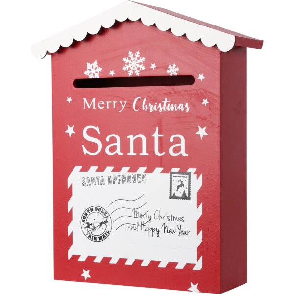 Briefkasten Weihnachtsmann Santa "Merry Christmas" H:30 cm, rot aus Holz -  Deko Weihnachten, Weihnachtsbriefkasten, Brief, Weihnachtspost, Weihnachtsdekoration