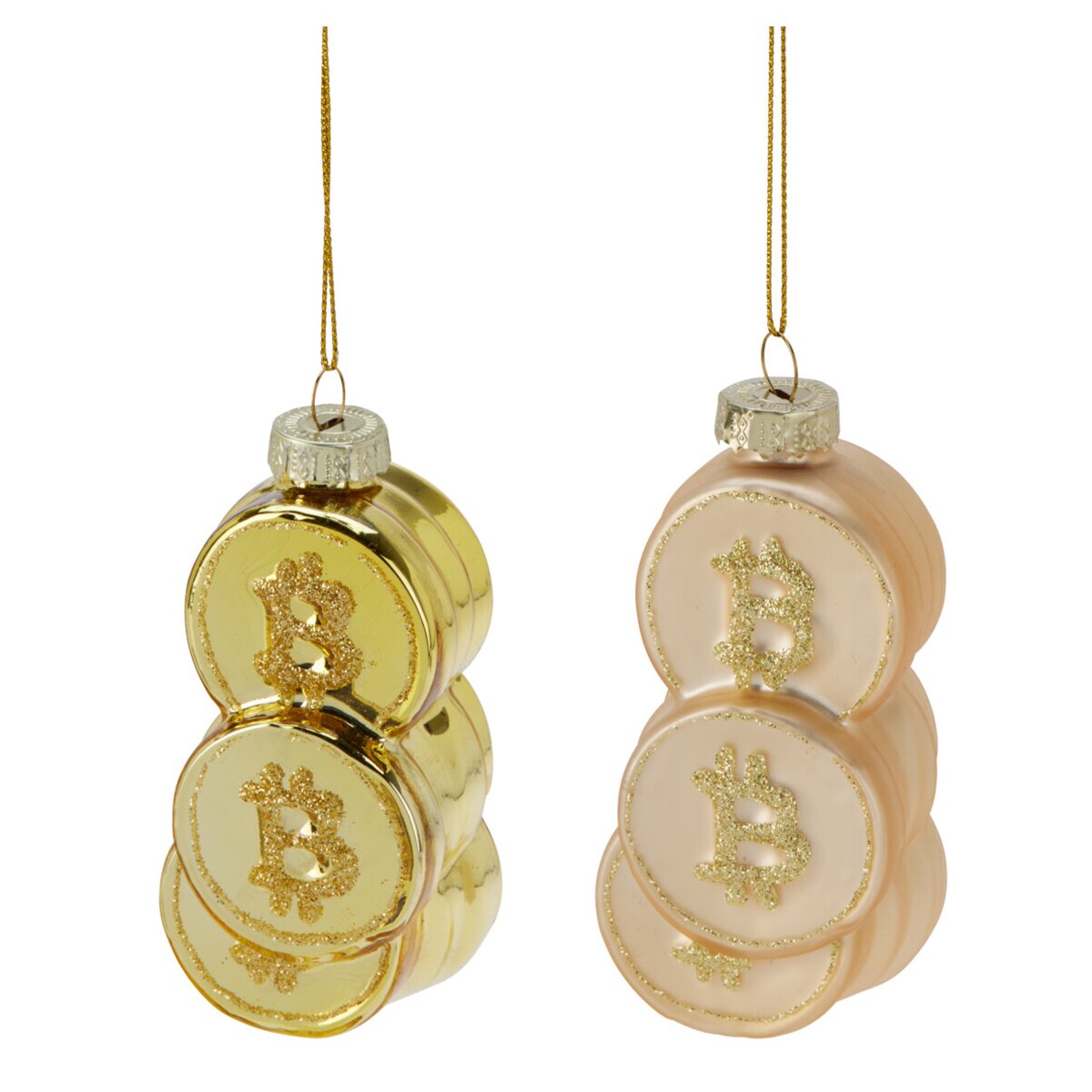 Baumschmuck Bitcoin Münzen (2er Set) - Baumdeko Krypto Währung, Hänge, 8,99  €