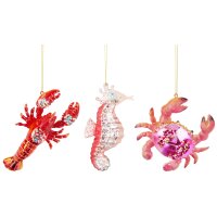 Baumschmuck Meerestiere (3er Set) - Hummer, Seepferdchen,...