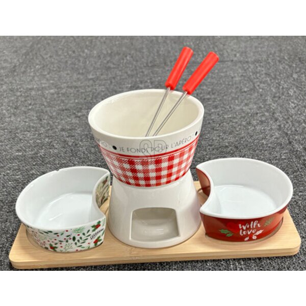Schokoladenfondue Set mit 2 Servierschalen und 2 Spießen - Schokofondue Weihnachten Silvester, Fondue, Servierschale, Schalen, Käsefondue, Schokoladen Dessert