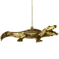 Hänger Krokodil gold, Baumschmuck Afrika Tiere - Baumkugel, Weihnachtsdeko, Christbaumschmuck