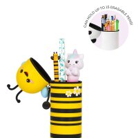 Legami 2-in-1 Mäppchen BIENE aus Silikon - Kawaii Federmäppchen, Tisch Stiftehalter, Federtasche