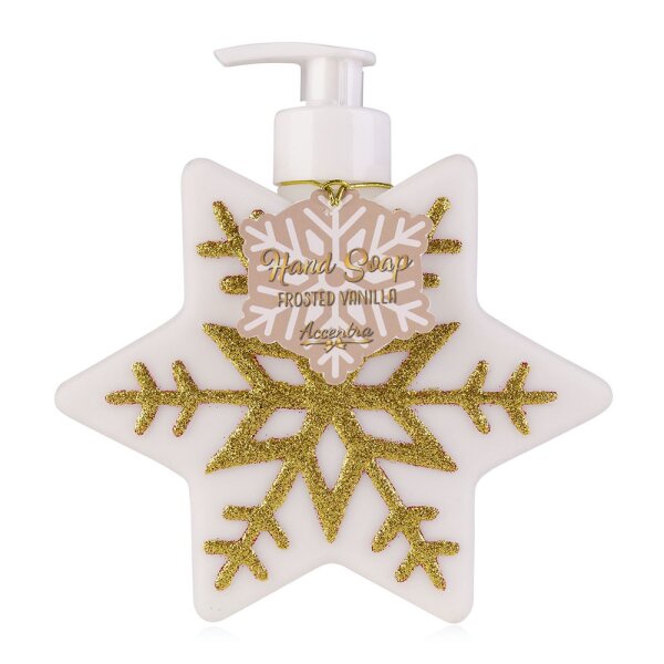 Seifenspender Schneeflocke - Flüssigseife im Pumpspender, Duft Frosted Vanilla, Seife Winter Schnee, Handseife Weihnachten, Wichtelgeschenk