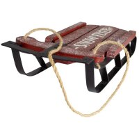 Design Deko Schlitten "Snow Flyer" aus Holz 42 cm rot - Nostalgie Schlitten, Winterdeko, Deko Skihütte, Weihnachtsdeko, Winter Dekoration