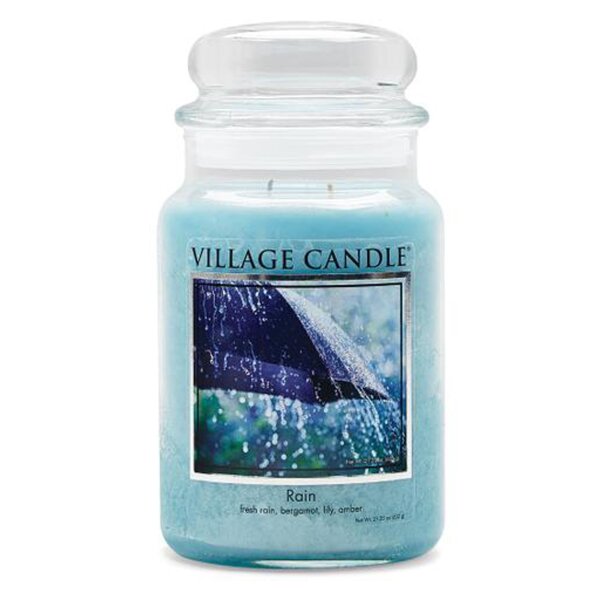 Village Candle Duftkerze im Glas (groß) Rain - Tradition Edition - Kerze mit 2-Docht Technologie