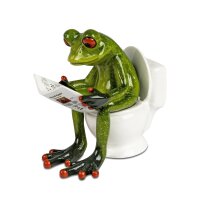 Dekofigur Frosch auf Toilette Zeitung lesend 10x10 cm -...