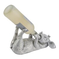 Flaschenhalter Schwein mit Krone liegend, silber -...