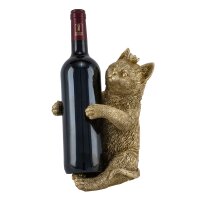 Flaschenhalter Katze mit Krone, gold - Skulptur, Wein...
