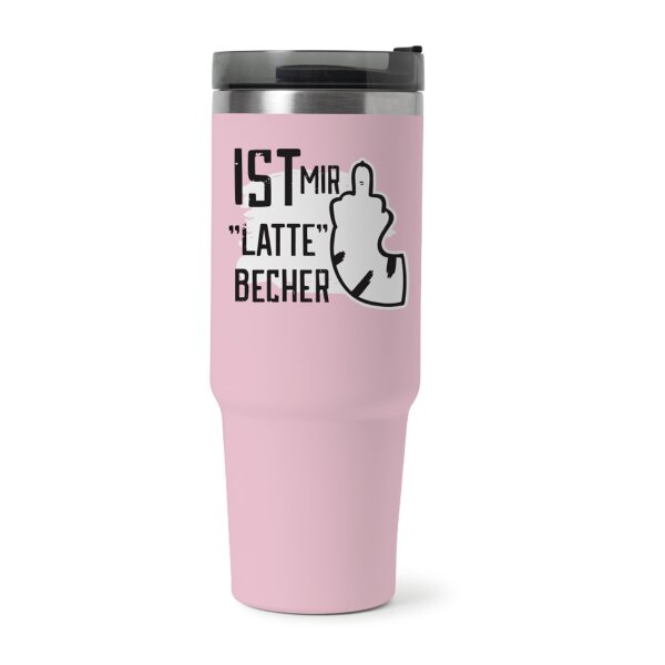 XXL Thermobecher Miesekatze "Ist mir Latte Becher" mit Griff und Strohhalm 1200 ml - Isolierbecher, Trinkbecher, Trinkflasche, Kaffeebecher, Kaffeetasse